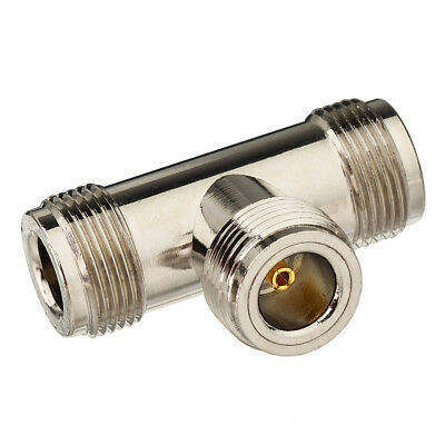 Buy N Type Tee Male Female Adapter with IP67 Waterproof Brass Housing and 50Ω Impedance for RF Applications online manufacture