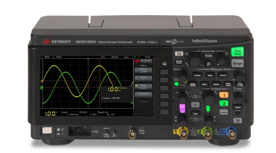 Keysight Essential oscilloscopes XR1-class Oscilloscope-DSOX1202G provides 70MHz of bandwidth on 2 analog channels and built-in waveform generator